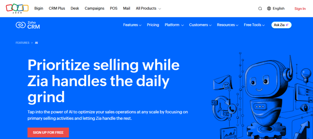 Zoho CRM Zia AI