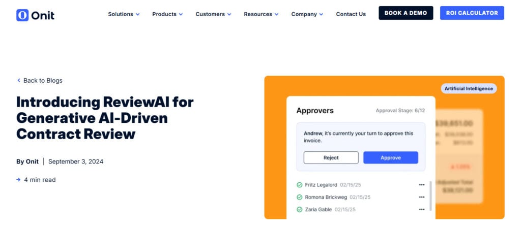 Onit AI Contract Review