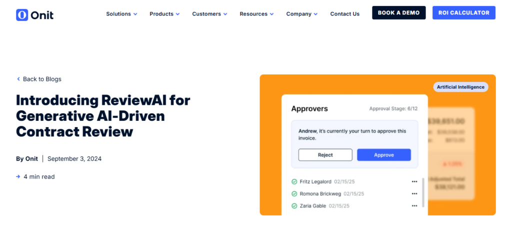 Onit AI Contract Review