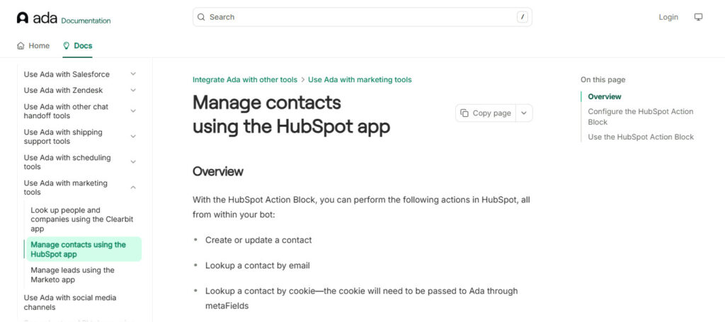 Ada AI + HubSpot