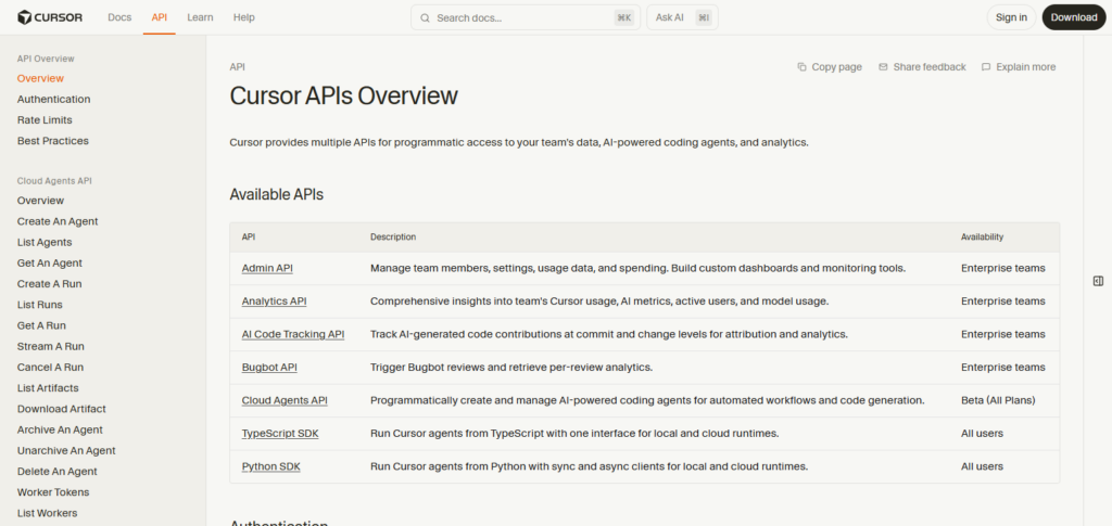 Cursor API