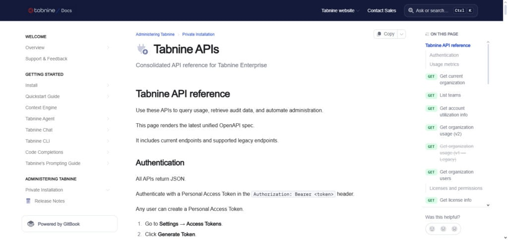 Tabnine API
