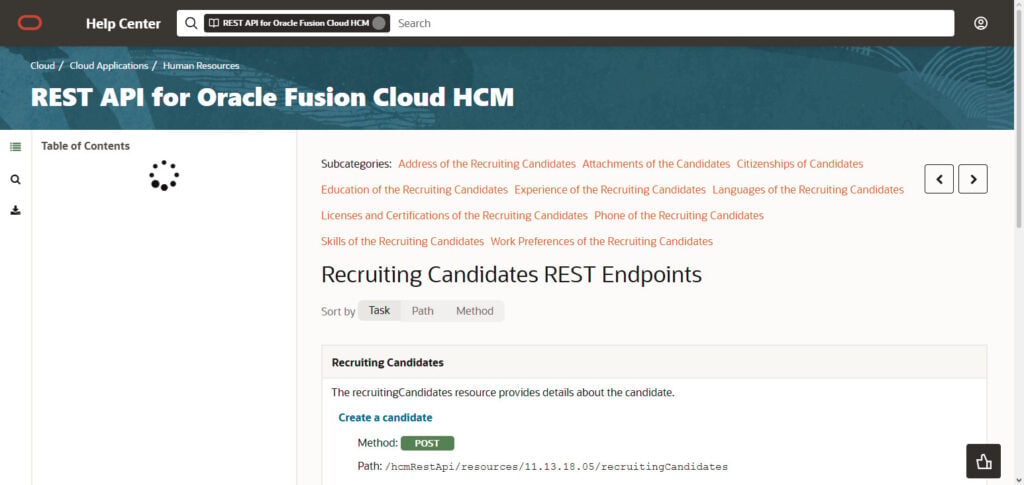 Oracle Recruiting Cloud API