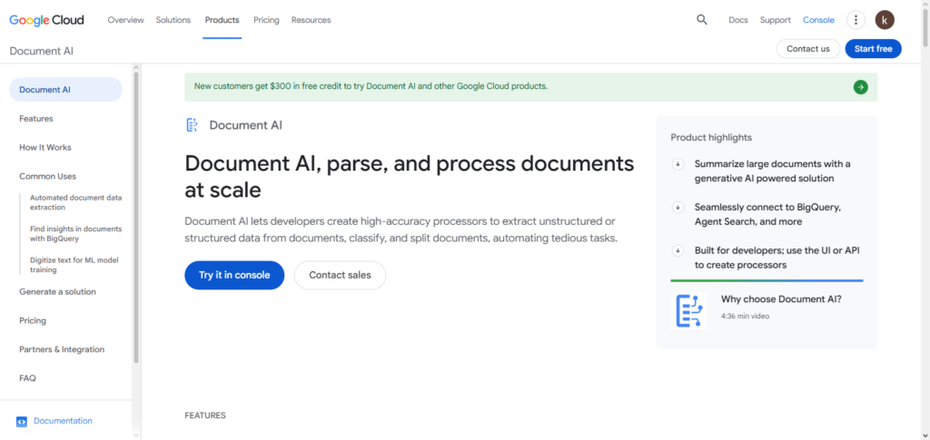 Google Document AI API