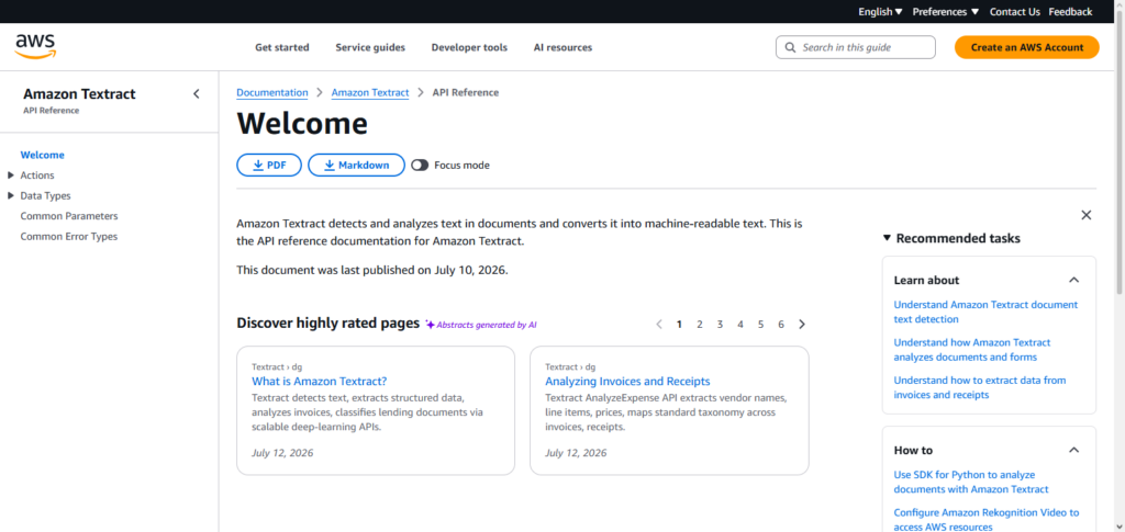 Amazon Textract API