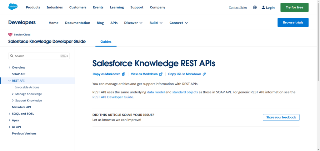 Salesforce Knowledge API