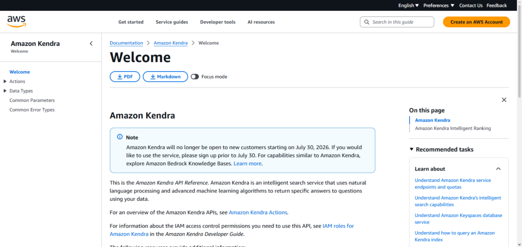 Amazon Kendra API