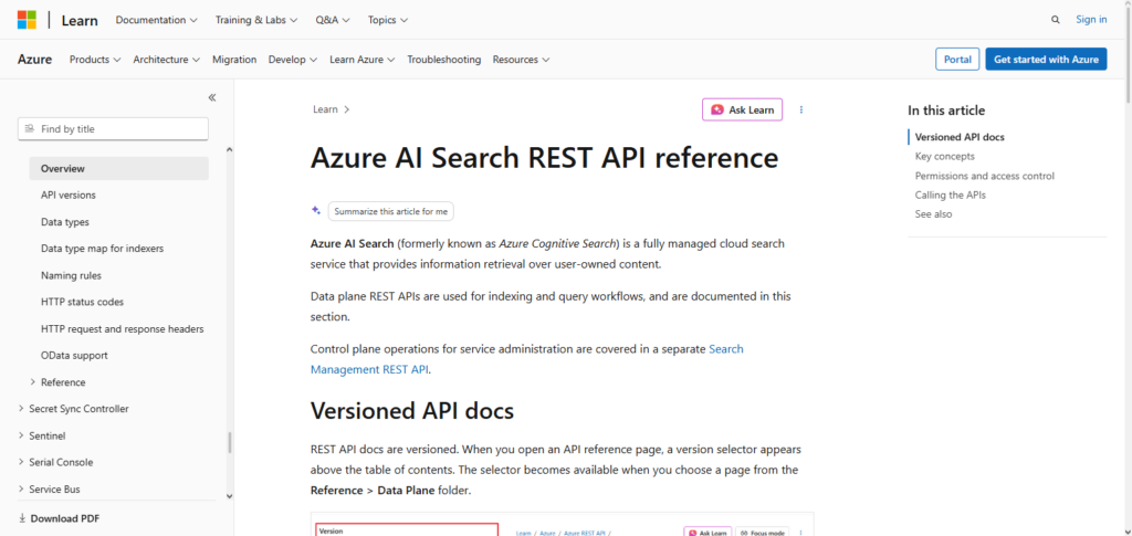 Microsoft Azure Cognitive Search API