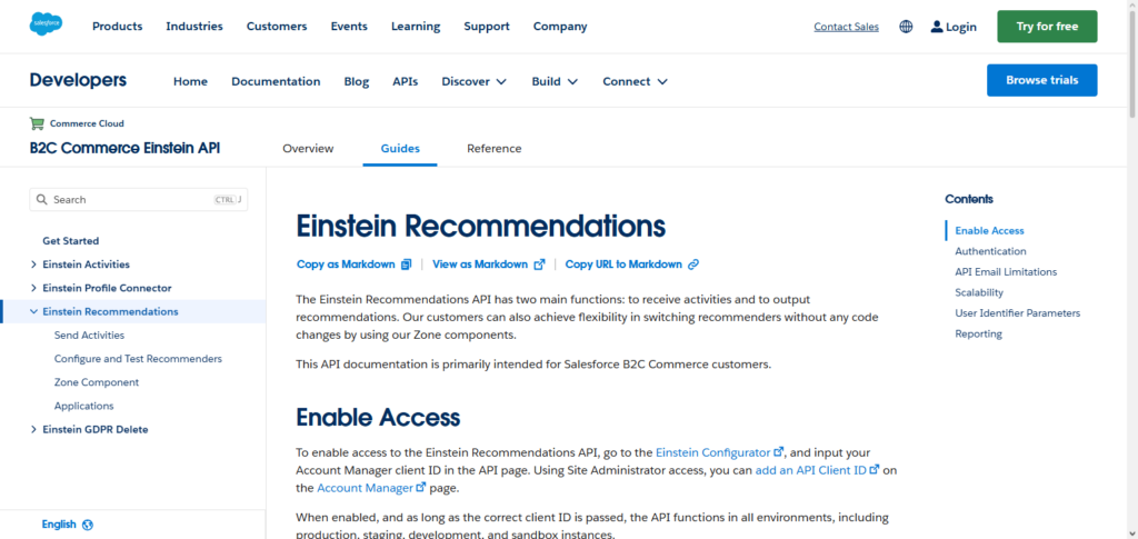 Salesforce Einstein Recommendations