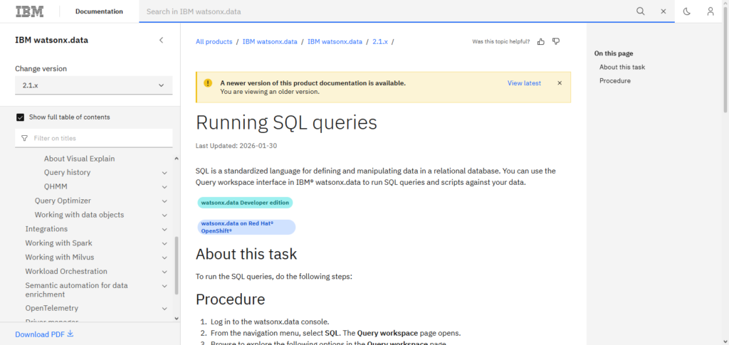 IBM Watson SQL API