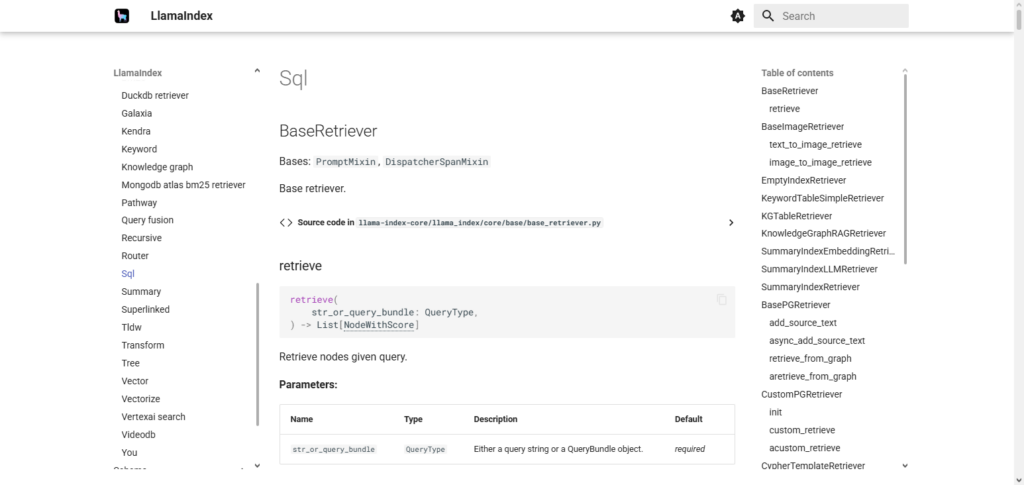LlamaIndex SQL API