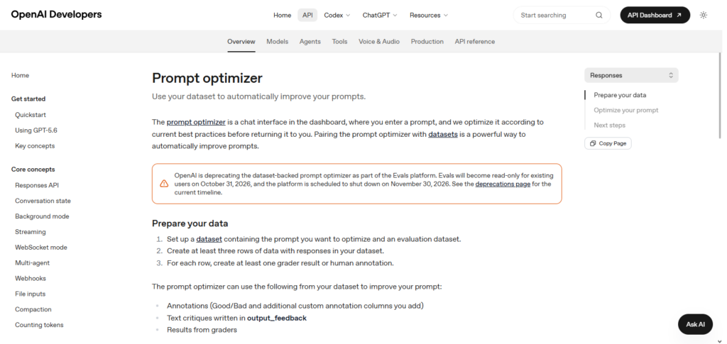 OpenAI Prompt Optimization API