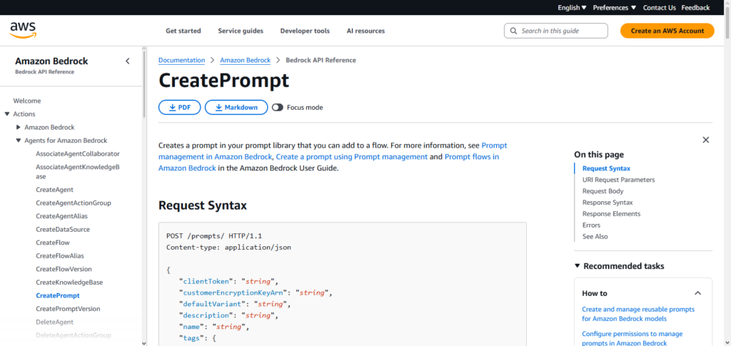 AWS Bedrock Prompt API