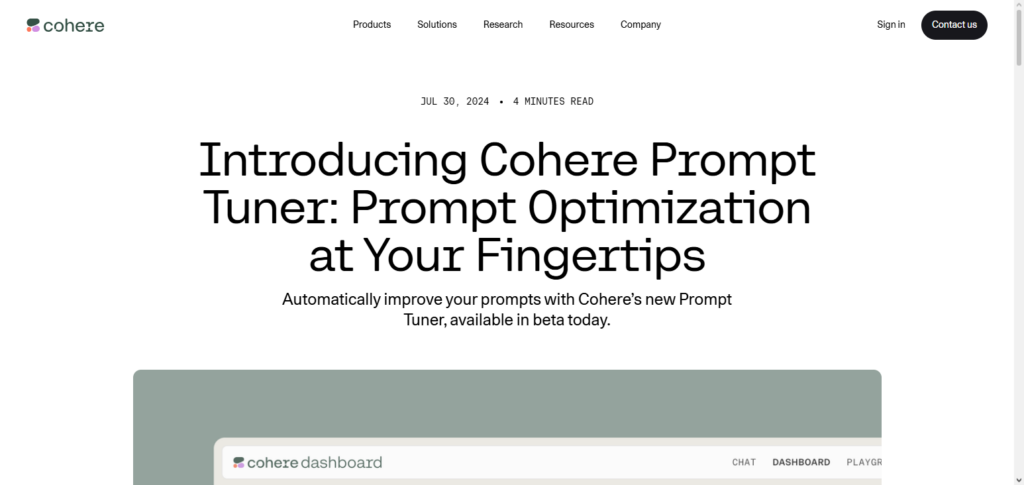 Cohere Prompt Optimization API