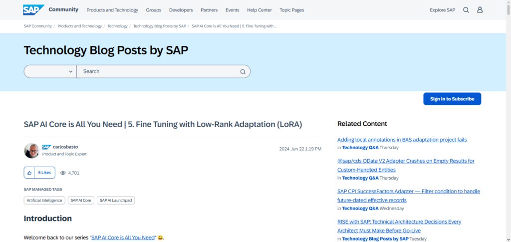 SAP AI Core Fine‑Tuning