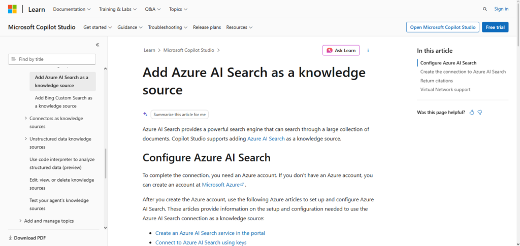 Microsoft Azure AI Search + Copilot