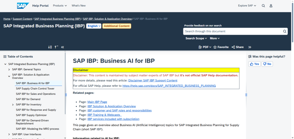 SAP IBP AI