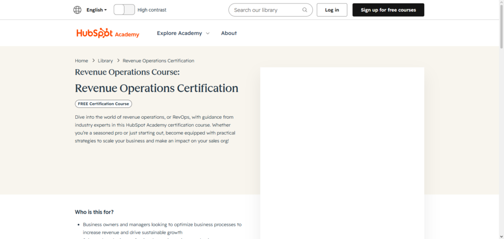 HubSpot Revenue Operations Hub