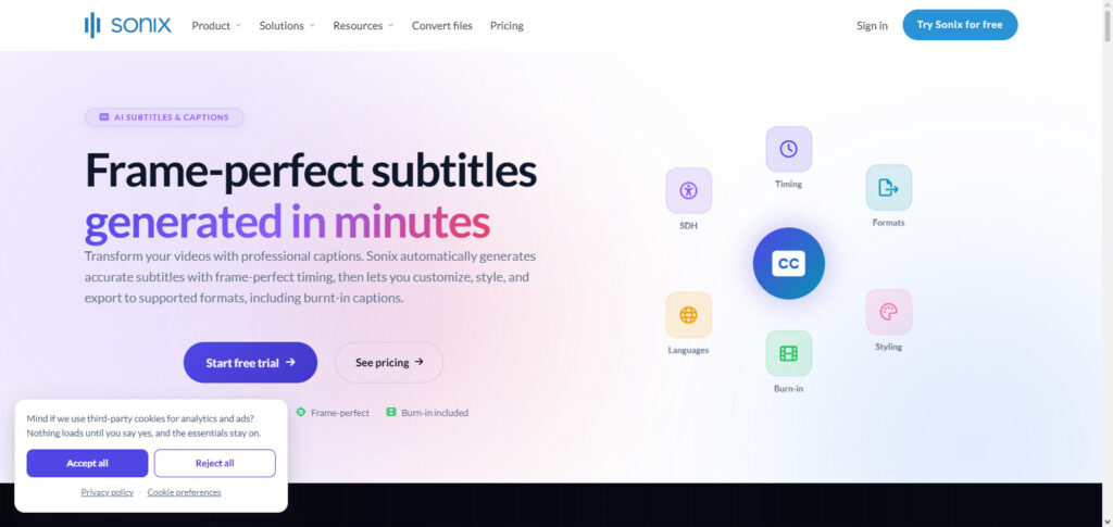2. Sonix AI Subtitles