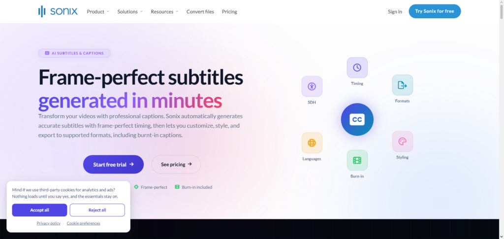 2. Sonix AI Subtitles
