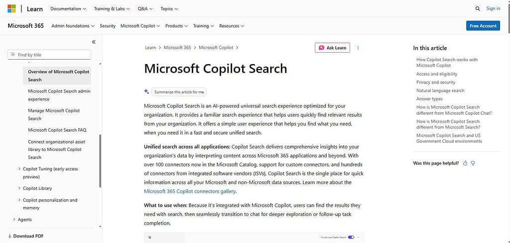 Microsoft 365 Copilot / Copilot Search
