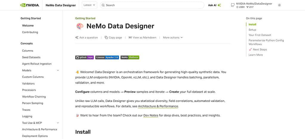 NVIDIA NeMo Data Designer