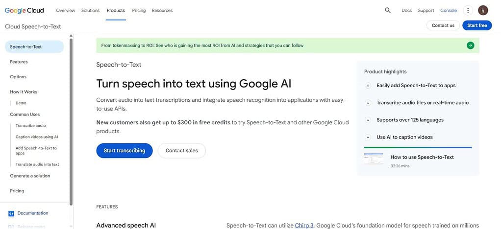 Google Cloud Speech to Text