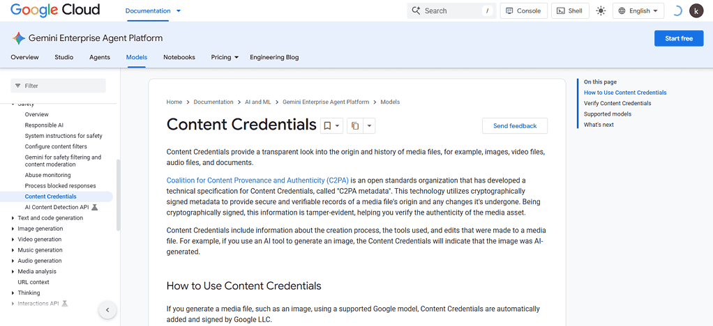 Support for Google Content Credentials
