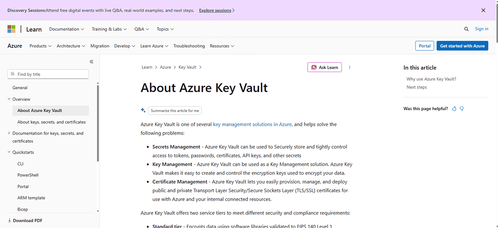 Azure Key Vault.
